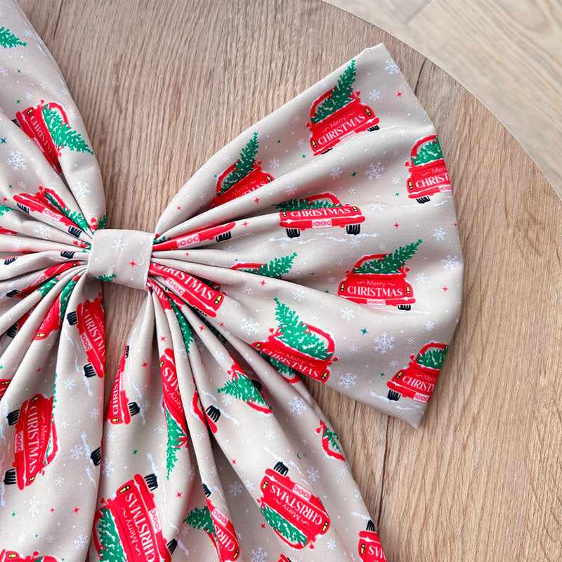 Μπεζ Φιόγκος με Κόκκινα Αυτοκίνητα - Διακοσμητικός Χειροποίητος Υφασμάτινος Φιόγκος - Ύψος 45εκ Μήκος 30εκ