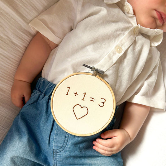 Διακοσμητικό τελάρο κεντήματος για ανακοίνωση εγκυμοσύνης ή βρεφική φωτογράφιση, διάμετρος 10εκ