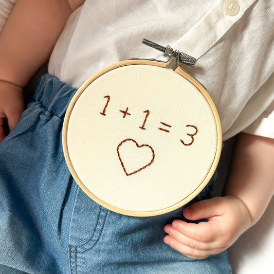 Διακοσμητικό τελάρο κεντήματος για ανακοίνωση εγκυμοσύνης ή βρεφική φωτογράφιση, διάμετρος 10εκ