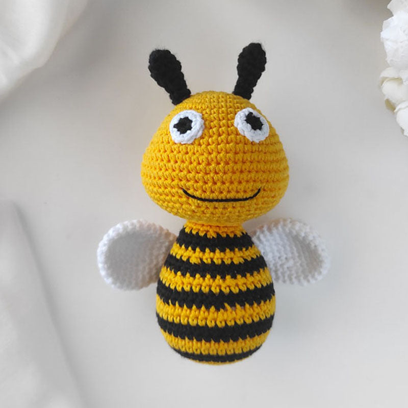 Πλεκτό κουκλάκι amigurumi μέλισσα κίτρινη, ύψος 14εκ