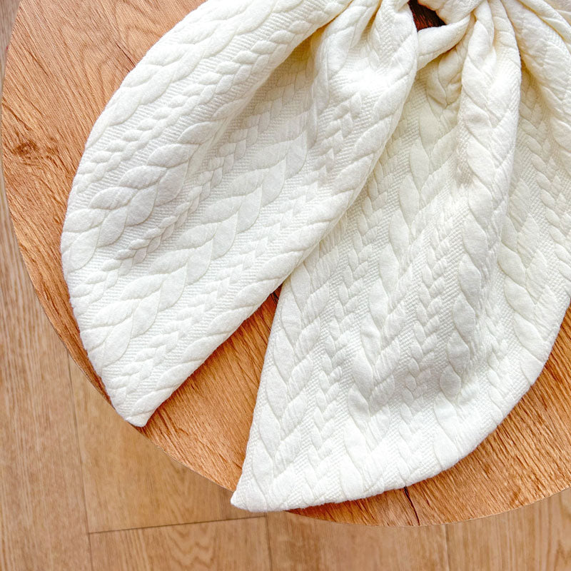 Εκρού Φιόγκος Πλεξούδες- Διακοσμητικός Χειροποίητος Χειμερινός Φιόγκος - Ύψος 47εκ Μήκος 30εκ