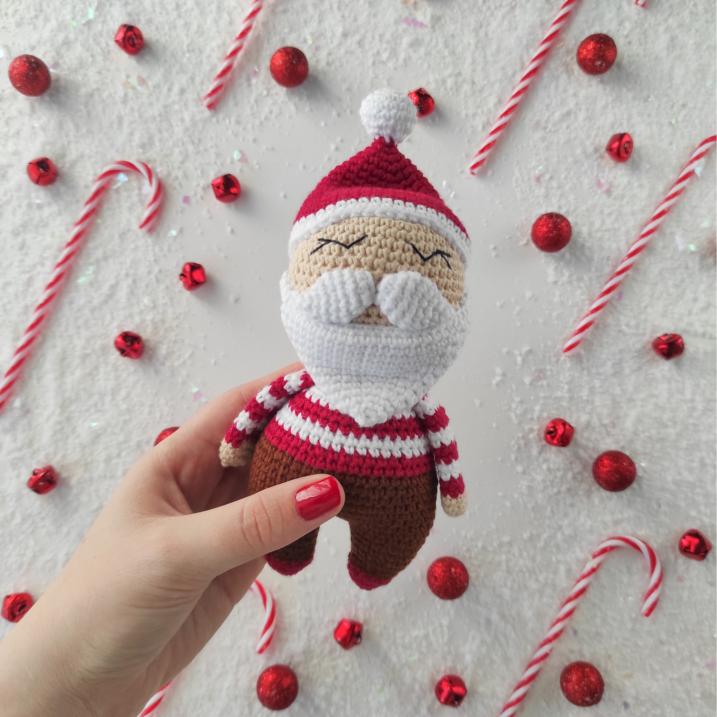 Πλεκτό Κουκλάκι Άγιος Βασίλης - Χειροποίητο Χριστουγεννιάτικο Δώρο για Μωρά και Παιδιά - Ύψος 19εκ