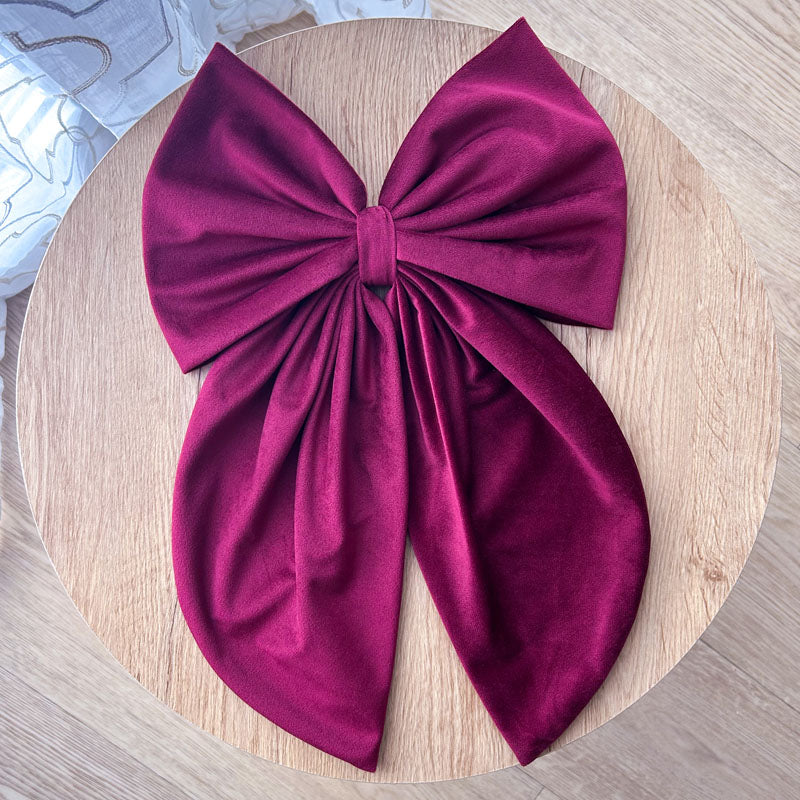 Μπορντό Βελούδινος Χριστουγεννιάτικος Φιόγκος - Διακοσμητικός Χειροποίητος Υφασμάτινος Φιόγκος - Ύψος 47εκ Μήκος 30εκ