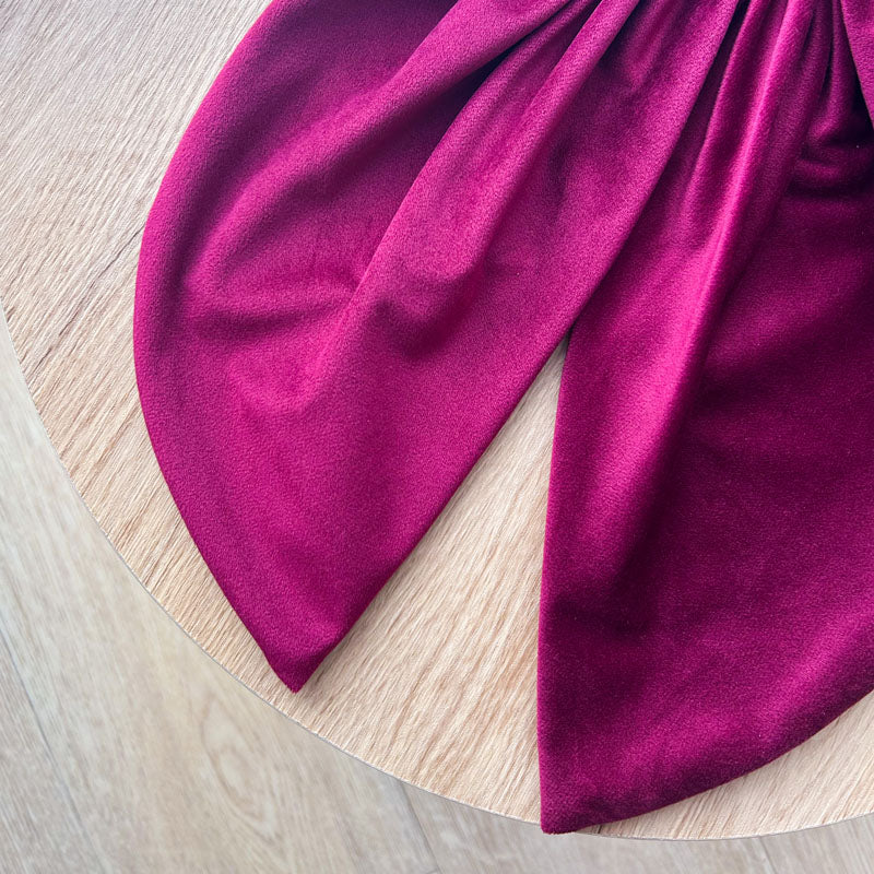 Μπορντό Βελούδινος Χριστουγεννιάτικος Φιόγκος - Διακοσμητικός Χειροποίητος Υφασμάτινος Φιόγκος - Ύψος 47εκ Μήκος 30εκ