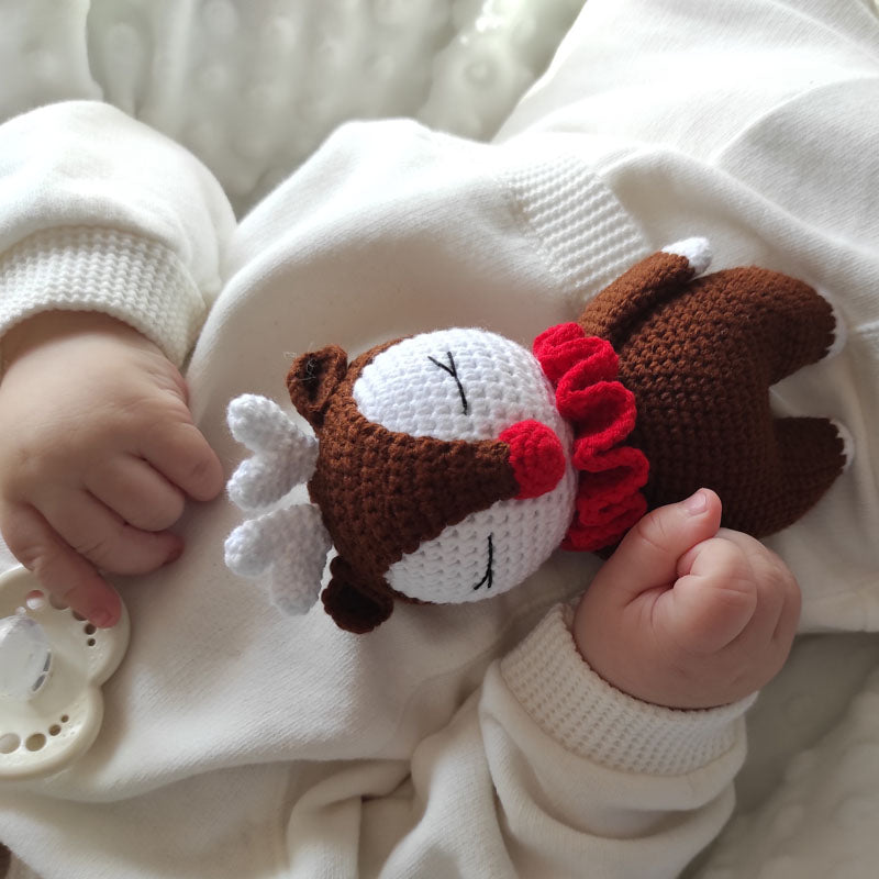 Πλεκτό κουκλάκι Rudolf - Χειροποίητο Χριστουγεννιάτικο Δώρο για Μωρά και Παιδιά - Ύψος 16εκ