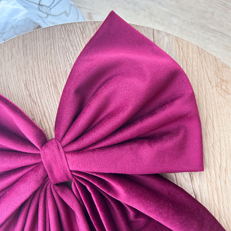 Μπορντό Βελούδινος Χριστουγεννιάτικος Φιόγκος - Διακοσμητικός Χειροποίητος Υφασμάτινος Φιόγκος - Ύψος 47εκ Μήκος 30εκ