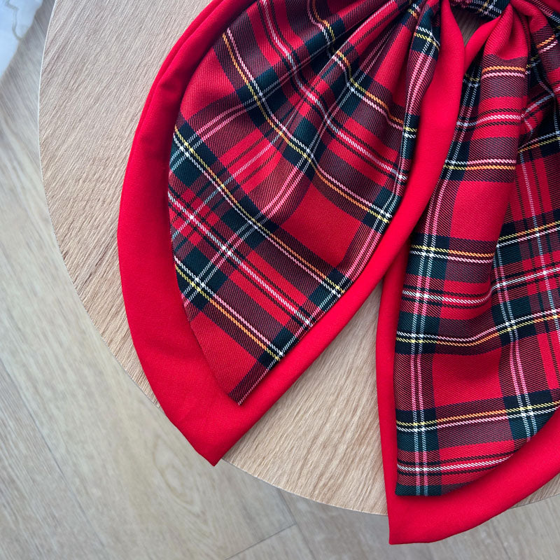 Κόκκινος φιόγκος με κόκκινο καρό - Διακοσμητικός Χειροποίητος Υφασμάτινος Φιόγκος - Ύψος 47εκ Μήκος 30εκ