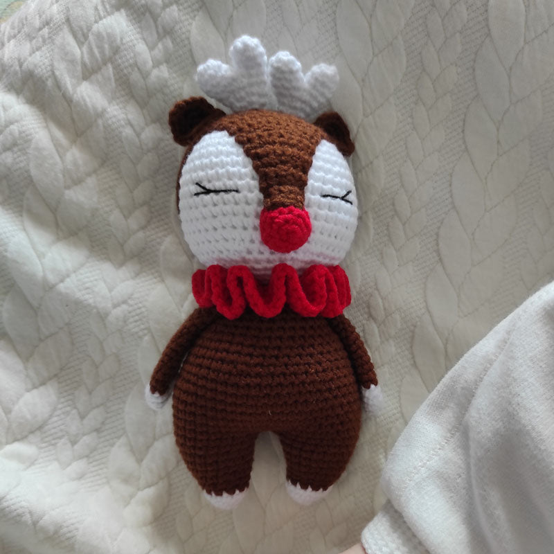 Πλεκτό κουκλάκι Rudolf - Χειροποίητο Χριστουγεννιάτικο Δώρο για Μωρά και Παιδιά - Ύψος 16εκ