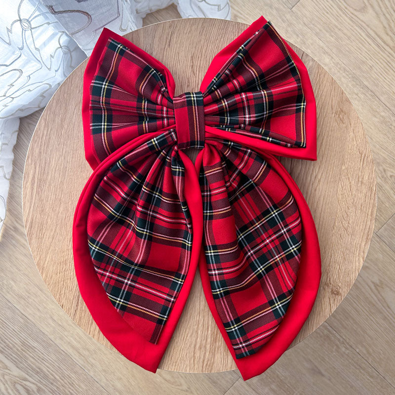 Κόκκινος φιόγκος με κόκκινο καρό - Διακοσμητικός Χειροποίητος Υφασμάτινος Φιόγκος - Ύψος 47εκ Μήκος 30εκ