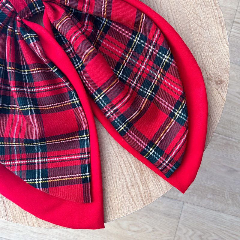 Κόκκινος φιόγκος με κόκκινο καρό - Διακοσμητικός Χειροποίητος Υφασμάτινος Φιόγκος - Ύψος 47εκ Μήκος 30εκ