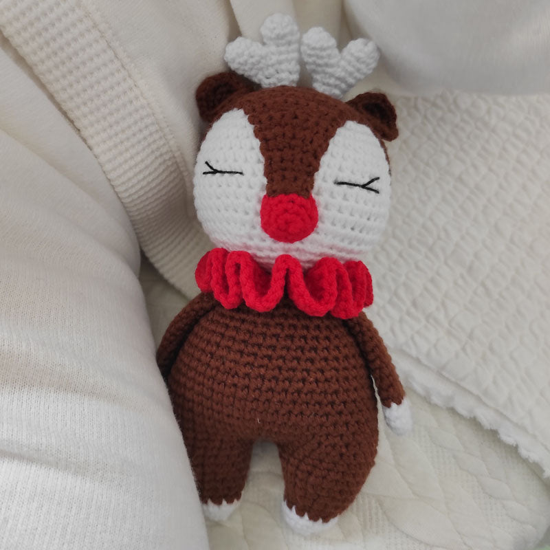 Πλεκτό κουκλάκι Rudolf - Χειροποίητο Χριστουγεννιάτικο Δώρο για Μωρά και Παιδιά - Ύψος 16εκ