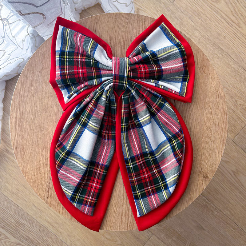 Κόκκινος φιόγκος με λευκό καρό - Διακοσμητικός Χειροποίητος Υφασμάτινος Φιόγκος - Ύψος 47εκ Μήκος 30εκ