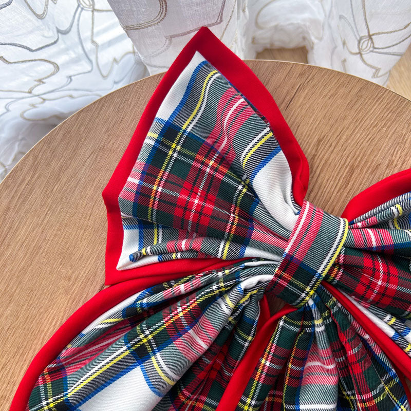 Κόκκινος φιόγκος με λευκό καρό - Διακοσμητικός Χειροποίητος Υφασμάτινος Φιόγκος - Ύψος 47εκ Μήκος 30εκ