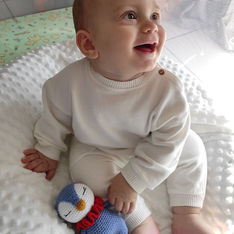 Πλεκτό Κουκλάκι Μπλε Πιγκουίνος - Χειροποίητο Χριστουγεννιάτικο Δώρο για Μωρά και Παιδιά - Ύψος 14εκ