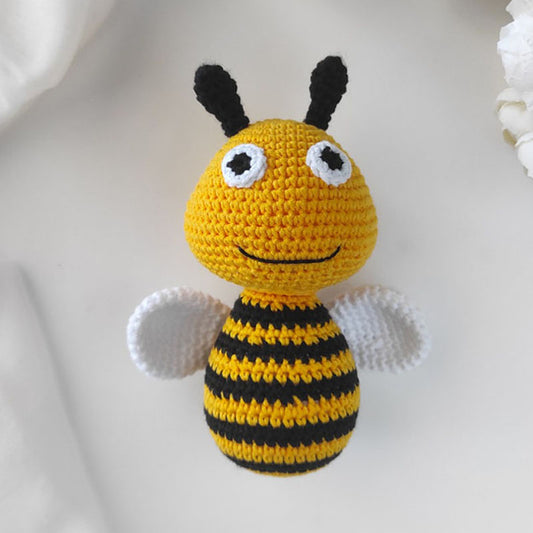 Πλεκτό κουκλάκι amigurumi μέλισσα κίτρινη, ύψος 14εκ