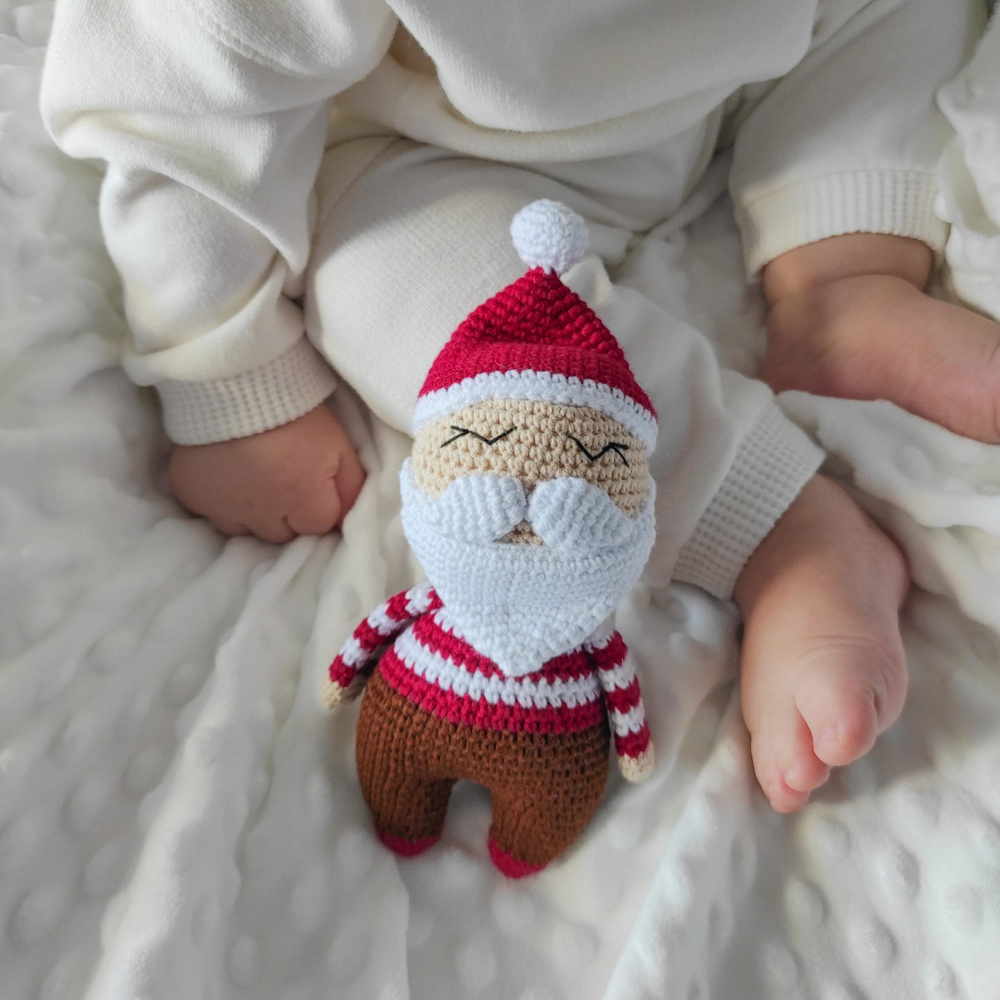 Πλεκτό Κουκλάκι Άγιος Βασίλης - Χειροποίητο Χριστουγεννιάτικο Δώρο για Μωρά και Παιδιά - Ύψος 19εκ