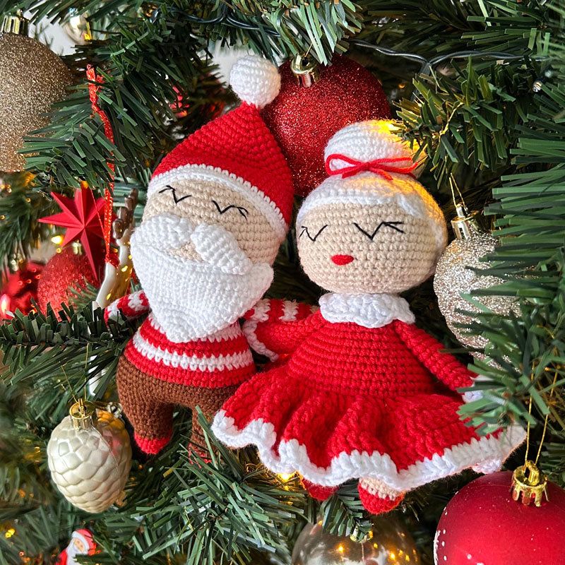 Πλεκτή Κούκλα Γυναίκα του Άγιου Βασίλη - Χειροποίητο Χριστουγεννιάτικο Δώρο για Μωρά και Παιδιά - Ύψος 16εκ