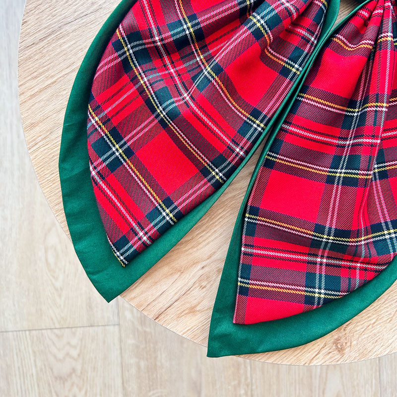 Πράσινος φιόγκος με κόκκινο καρό - Διακοσμητικός Χειροποίητος Υφασμάτινος Φιόγκος - Ύψος 47εκ Μήκος 30εκ