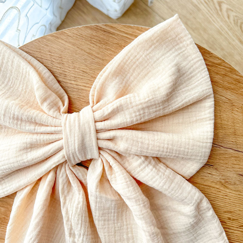 Σομόν Φιόγκος Μουσελίνα - Διακοσμητικός Χειροποίητος Υφασμάτινος Φιόγκος - Ύψος 47εκ Μήκος 30εκ