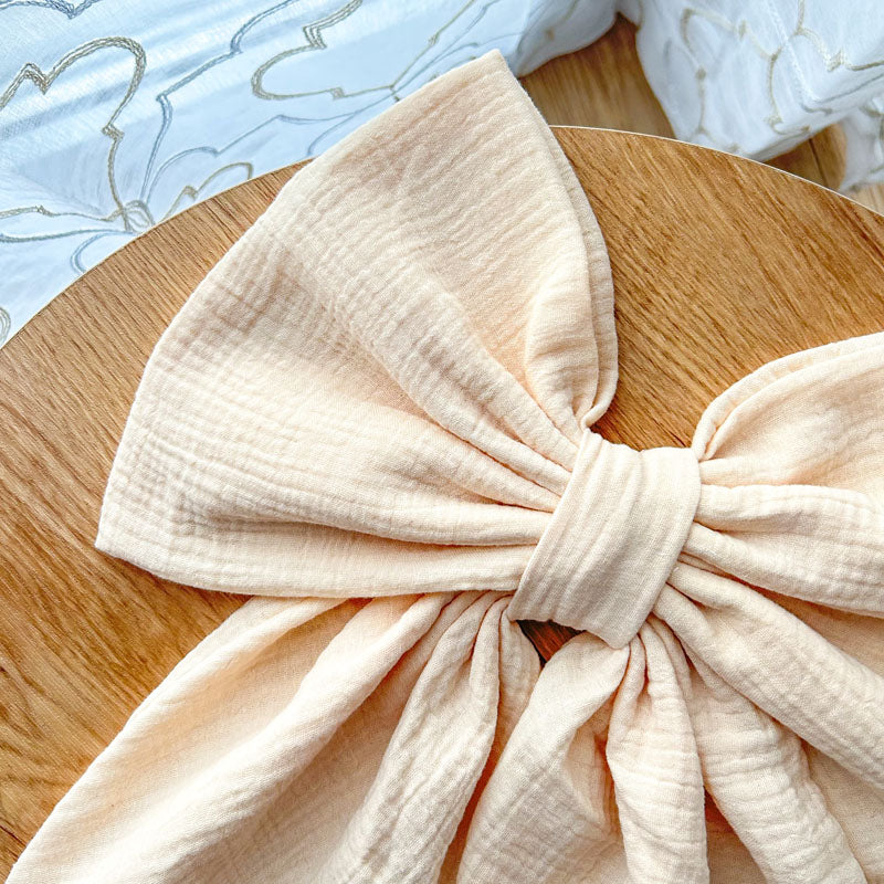 Σομόν Φιόγκος Μουσελίνα - Διακοσμητικός Χειροποίητος Υφασμάτινος Φιόγκος - Ύψος 47εκ Μήκος 30εκ