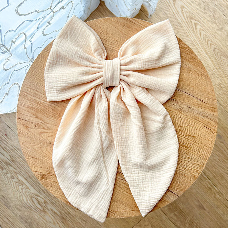 Σομόν Φιόγκος Μουσελίνα - Διακοσμητικός Χειροποίητος Υφασμάτινος Φιόγκος - Ύψος 47εκ Μήκος 30εκ