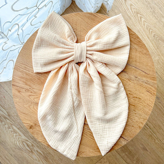 Σομόν Φιόγκος Μουσελίνα - Διακοσμητικός Χειροποίητος Υφασμάτινος Φιόγκος - Ύψος 47εκ Μήκος 30εκ