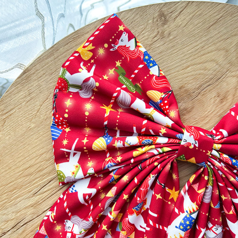 Κόκκινος Φιόγκος με Άλογα Καρουζέλ - Διακοσμητικός Χειροποίητος Υφασμάτινος Φιόγκος - Ύψος 45εκ Μήκος 30εκ