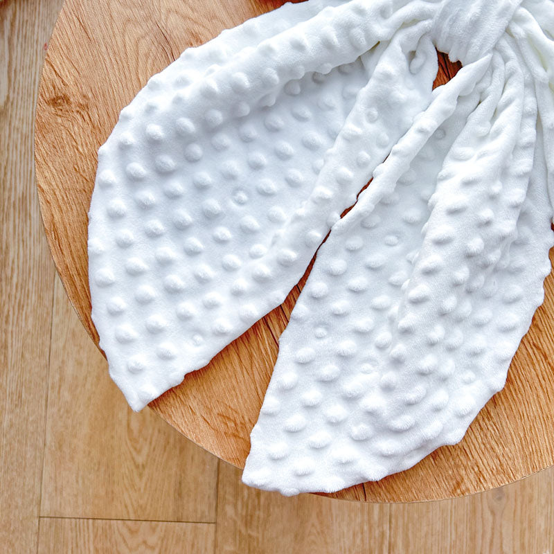 Λευκός Φιόγκος Minky- Διακοσμητικός Χειροποίητος Χειμερινός Φιόγκος - Ύψος 47εκ Μήκος 30εκ