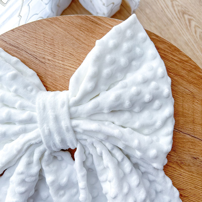 Λευκός Φιόγκος Minky- Διακοσμητικός Χειροποίητος Χειμερινός Φιόγκος - Ύψος 47εκ Μήκος 30εκ