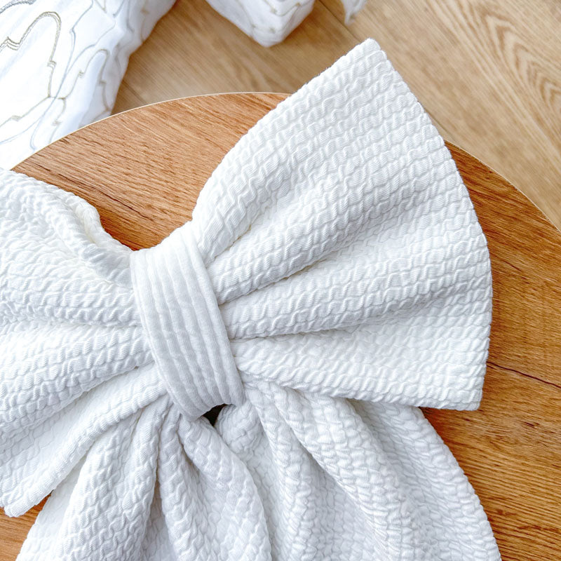 Λευκός Ανάγλυφος Φιόγκος - Διακοσμητικός Χειροποίητος Χειμερινός Φιόγκος - Ύψος 47εκ Μήκος 30εκ