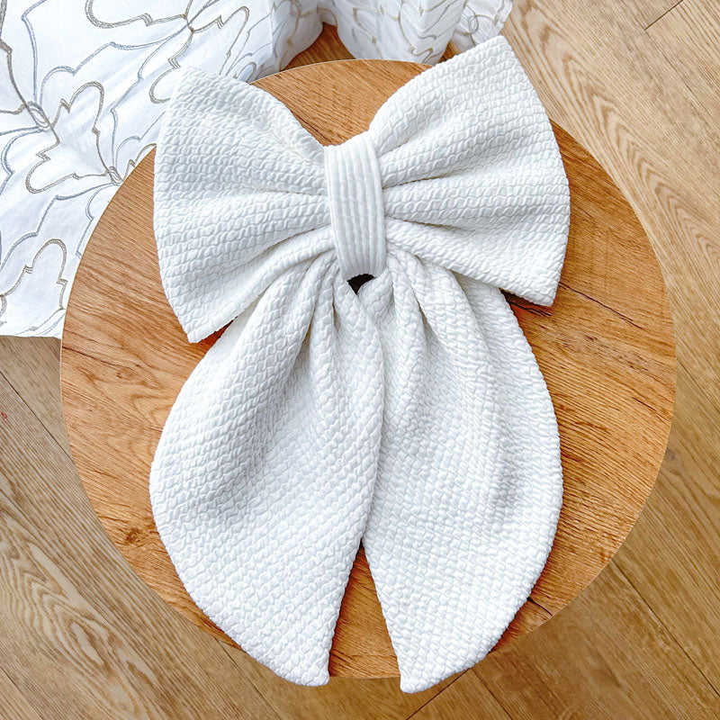 Λευκός Ανάγλυφος Φιόγκος - Διακοσμητικός Χειροποίητος Χειμερινός Φιόγκος - Ύψος 47εκ Μήκος 30εκ