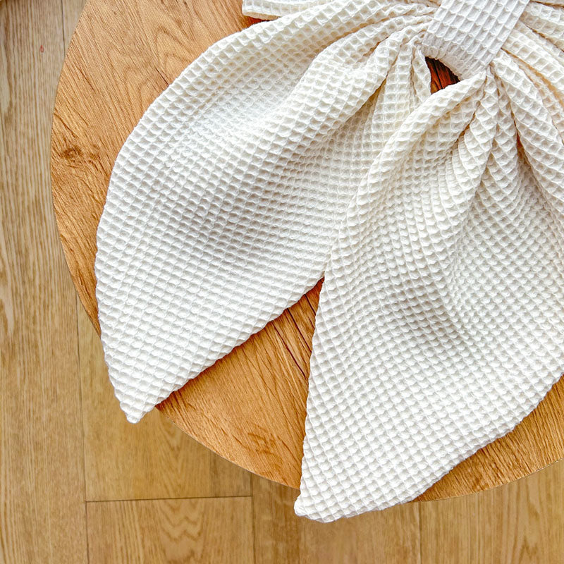 Εκρού Φιόγκος Πικέ - Διακοσμητικός Χειροποίητος Χειμερινός Φιόγκος - Ύψος 47εκ Μήκος 30εκ