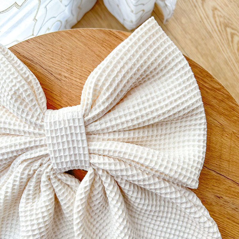 Εκρού Φιόγκος Πικέ - Διακοσμητικός Χειροποίητος Χειμερινός Φιόγκος - Ύψος 47εκ Μήκος 30εκ