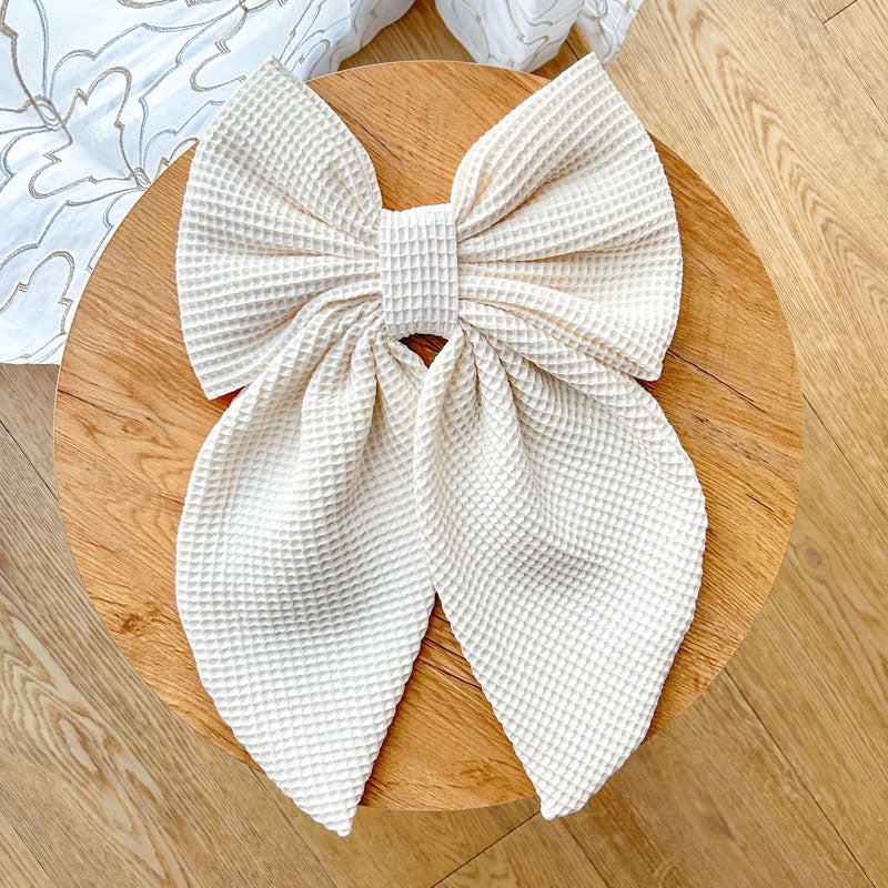 Εκρού Φιόγκος Πικέ - Διακοσμητικός Χειροποίητος Χειμερινός Φιόγκος - Ύψος 47εκ Μήκος 30εκ