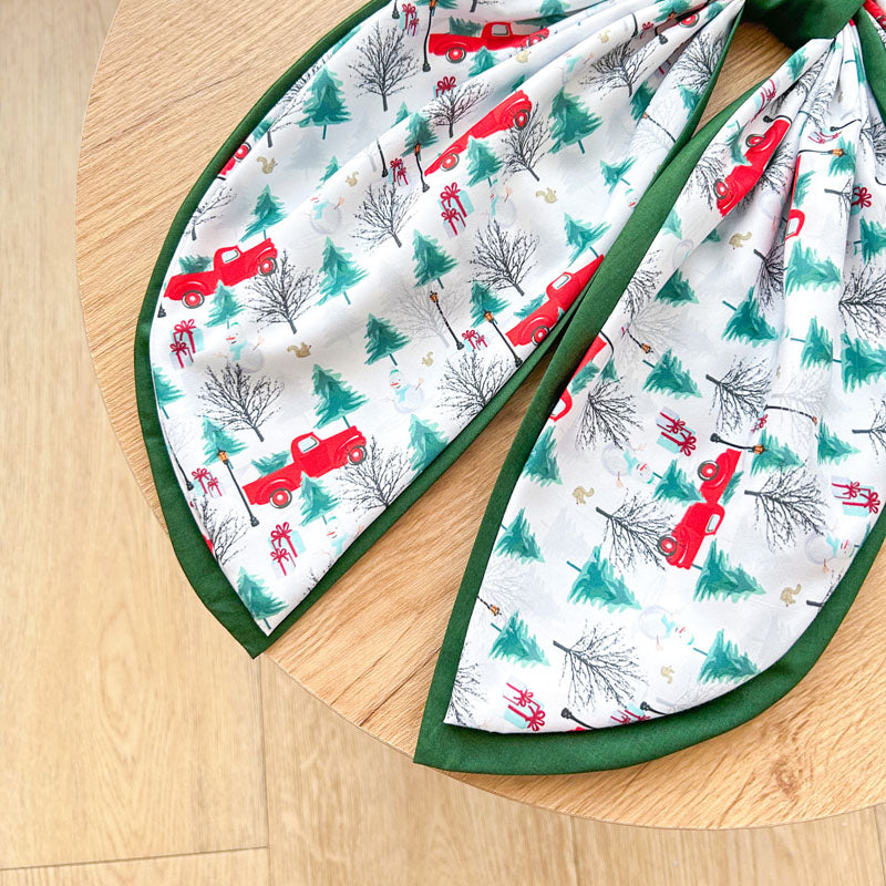 Διπλός Πράσινος Φιόγκος - Κόκκινα Αυτοκίνητα - Διακοσμητικός Χειροποίητος Υφασμάτινος Φιόγκος - Ύψος 47εκ Μήκος 30εκ